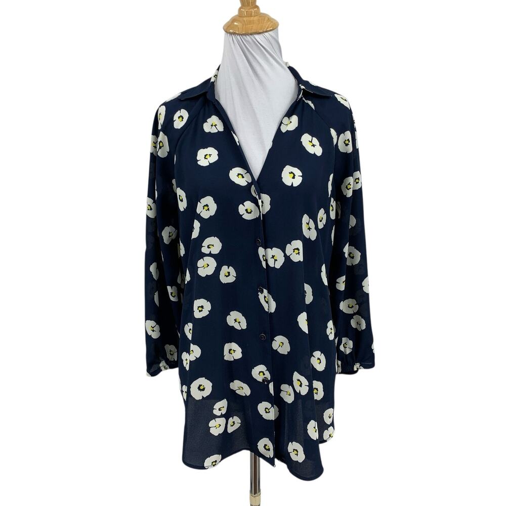 Cabi Blouse Womens XS Extra Small Go To Button Up Daisy Floral 3/4 Sleeve Shirt